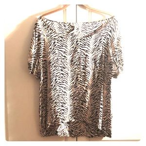 BCBGeneration Zebra Short Sleeve Top Size L